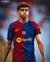 Lamine Yamal luciendo la camiseta del Barça